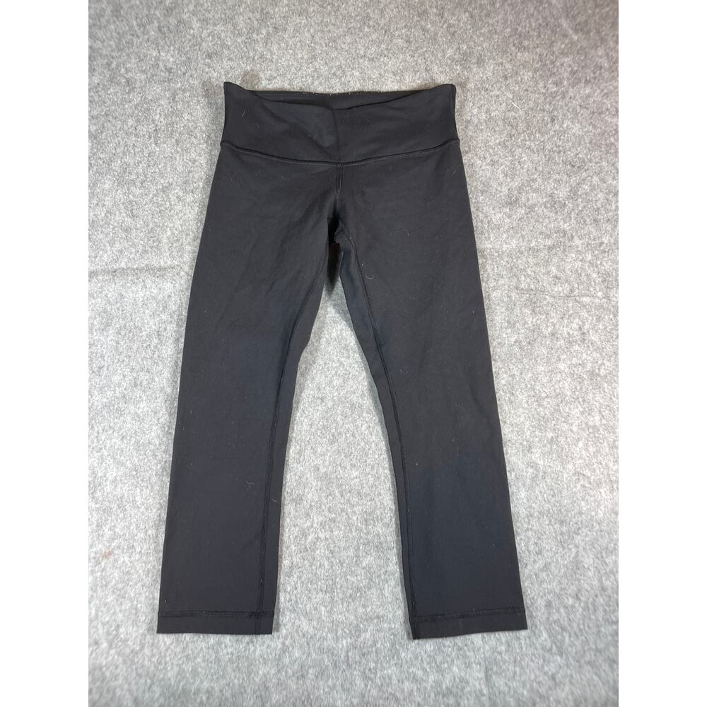 Lululemon Crop Leggings Womens 6 Black Pull On Stretch Yoga Gym Fitness Workout